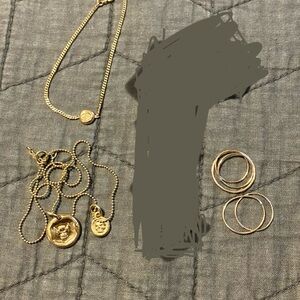Jewelry lot, gold plated, gold rings bracelet necklace